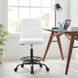 Modway Furniture Ripple Armless Vegan Leather Drafting Chair 0423 Black White EEI-4978-BLK-WHI
