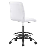 Modway Furniture Prim Armless Vegan Leather Drafting Chair 0423 Black White EEI-4979-BLK-WHI