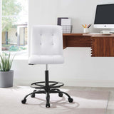 Modway Furniture Prim Armless Vegan Leather Drafting Chair 0423 Black White EEI-4979-BLK-WHI