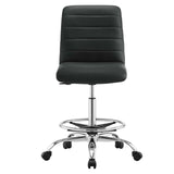 Modway Furniture Ripple Armless Vegan Leather Drafting Chair 0423 Silver Black EEI-4980-SLV-BLK