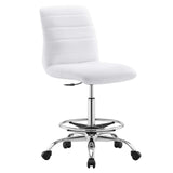 Modway Furniture Ripple Armless Vegan Leather Drafting Chair 0423 Silver White EEI-4980-SLV-WHI