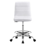 Modway Furniture Ripple Armless Vegan Leather Drafting Chair 0423 Silver White EEI-4980-SLV-WHI