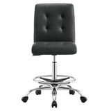 Modway Furniture Prim Armless Vegan Leather Drafting Chair 0423 Silver Black EEI-4981-SLV-BLK