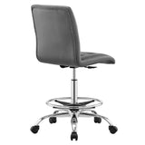 Modway Furniture Prim Armless Vegan Leather Drafting Chair 0423 Silver Gray EEI-4981-SLV-GRY