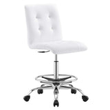 Modway Furniture Prim Armless Vegan Leather Drafting Chair 0423 Silver White EEI-4981-SLV-WHI