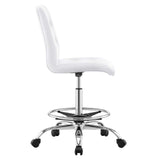 Modway Furniture Prim Armless Vegan Leather Drafting Chair 0423 Silver White EEI-4981-SLV-WHI