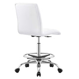 Modway Furniture Prim Armless Vegan Leather Drafting Chair 0423 Silver White EEI-4981-SLV-WHI