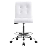 Modway Furniture Prim Armless Vegan Leather Drafting Chair 0423 Silver White EEI-4981-SLV-WHI