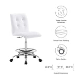 Modway Furniture Prim Armless Vegan Leather Drafting Chair 0423 Silver White EEI-4981-SLV-WHI