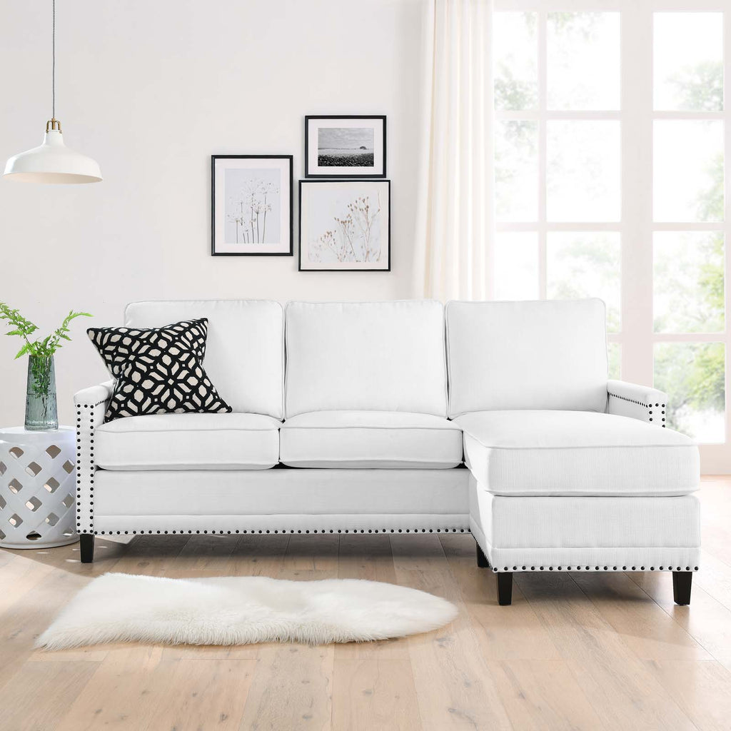Ashton Upholstered Fabric Sectional Sofa White EEI-4994-WHI