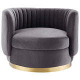Embrace Tufted Performance Velvet Performance Velvet Swivel Chair Gold Gray EEI-4997-GLD-GRY