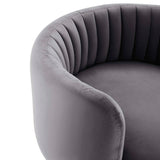 Embrace Tufted Performance Velvet Performance Velvet Swivel Chair Black Gray EEI-4998-BLK-GRY