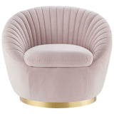 Whirr Tufted Performance Velvet Performance Velvet Swivel Chair Gold Pink EEI-5002-GLD-PNK