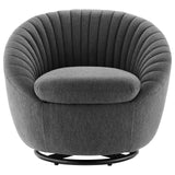 Whirr Tufted Fabric Fabric Swivel Chair Black Charcoal EEI-5003-BLK-CHA