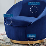 Modway Furniture Buttercup Performance Velvet Performance Velvet Swivel Chair EEI-5005-GLD-NAV