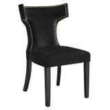 Curve Performance Velvet Dining Chairs - Set of 2 Black EEI-5008-BLK