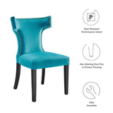 Curve Performance Velvet Dining Chairs - Set of 2 Blue EEI-5008-BLU