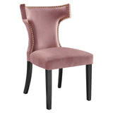 Curve Performance Velvet Dining Chairs - Set of 2 Dusty Rose EEI-5008-DUS
