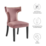 Curve Performance Velvet Dining Chairs - Set of 2 Dusty Rose EEI-5008-DUS