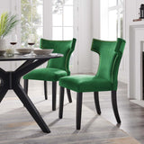 Curve Performance Velvet Dining Chairs - Set of 2 Emerald EEI-5008-EME