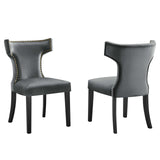 Curve Performance Velvet Dining Chairs - Set of 2 Gray EEI-5008-GRY