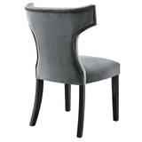Curve Performance Velvet Dining Chairs - Set of 2 Gray EEI-5008-GRY