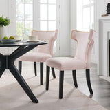 Curve Performance Velvet Dining Chairs - Set of 2 Pink EEI-5008-PNK