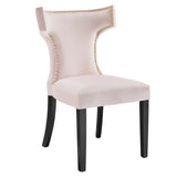 Curve Performance Velvet Dining Chairs - Set of 2 Pink EEI-5008-PNK