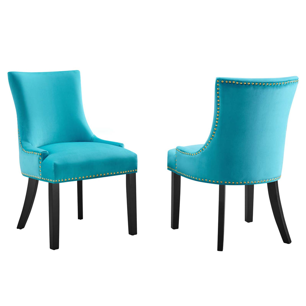 Marquis Performance Velvet Dining Chairs - Set of 2 Blue EEI-5010-BLU