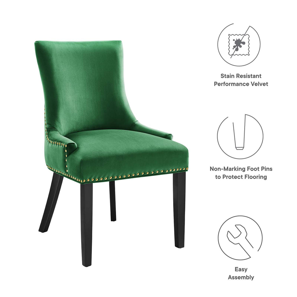 Marquis Performance Velvet Dining Chairs - Set of 2 Emerald EEI-5010-EME