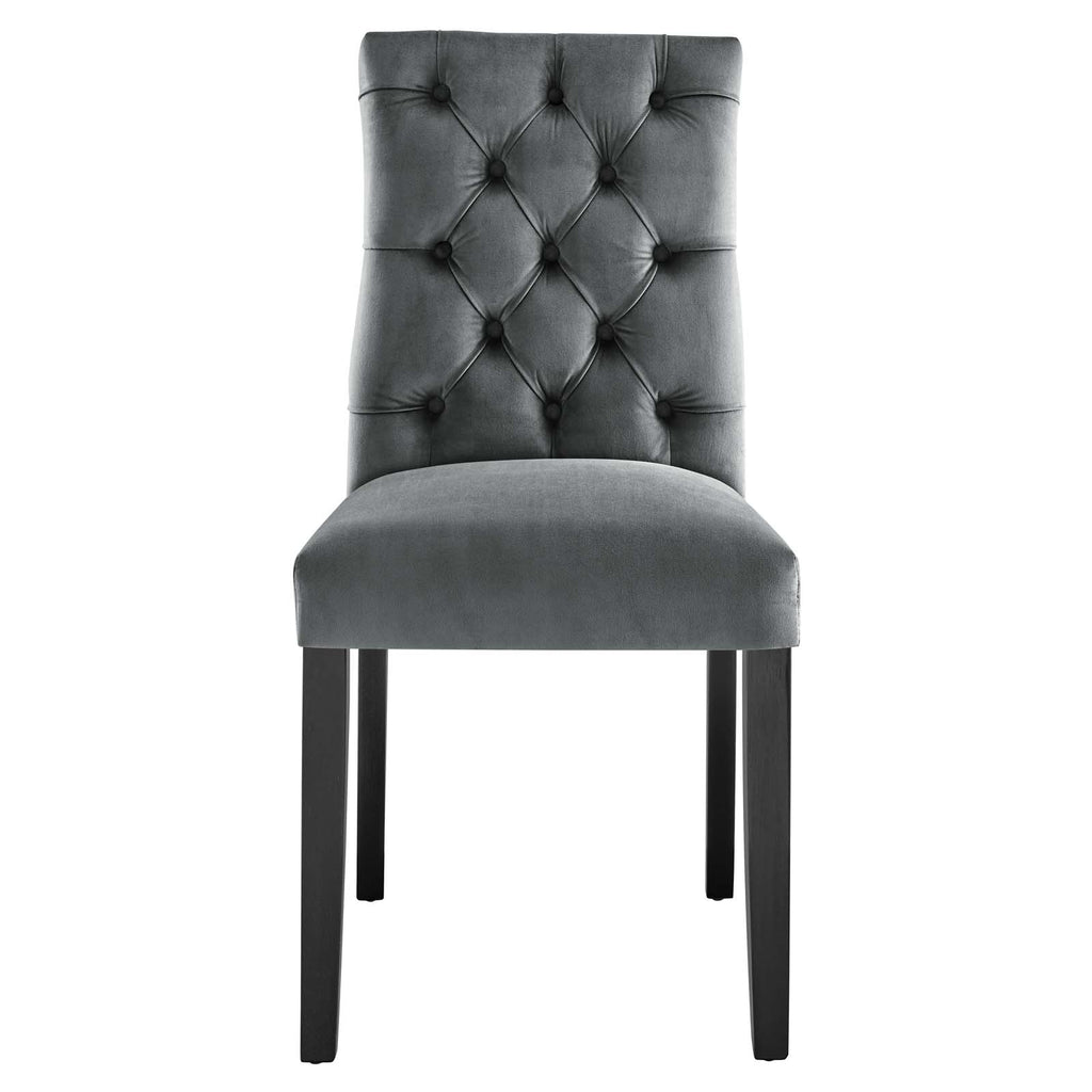 Duchess Performance Velvet Dining Chairs - Set of 2 Gray EEI-5011-GRY