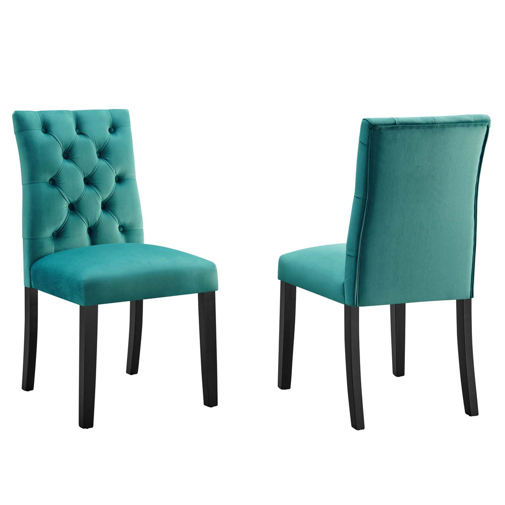 Duchess Performance Velvet Dining Chairs - Set of 2 Teal EEI-5011-TEA