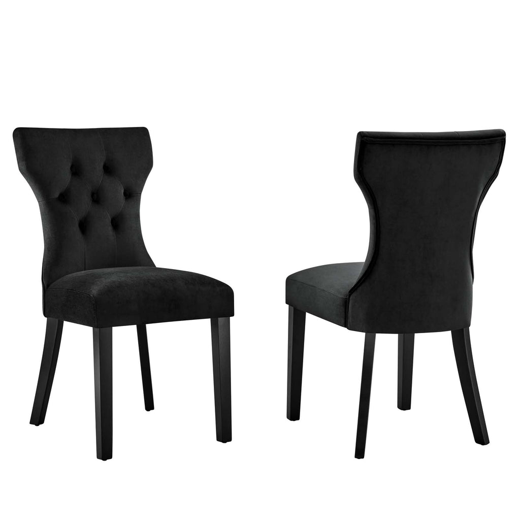 Silhouette Performance Velvet Dining Chairs - Set of 2 Black EEI-5014-BLK