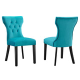 Silhouette Performance Velvet Dining Chairs - Set of 2 Blue EEI-5014-BLU