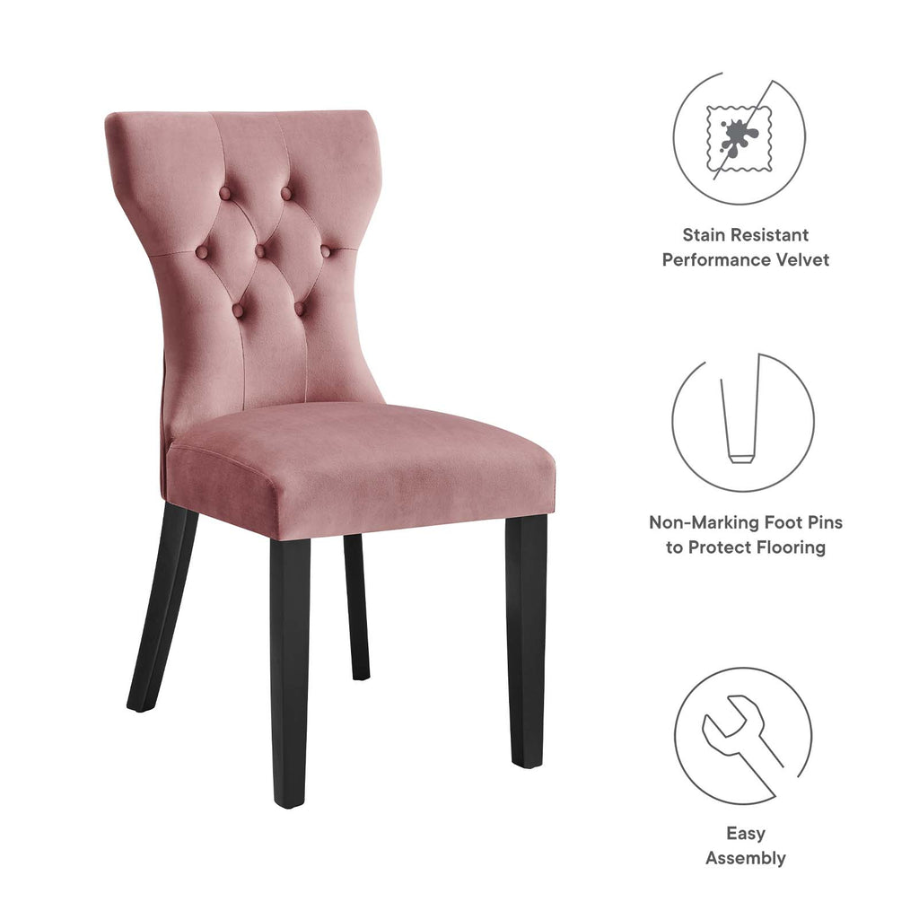 Silhouette Performance Velvet Dining Chairs - Set of 2 Dusty Rose EEI-5014-DUS