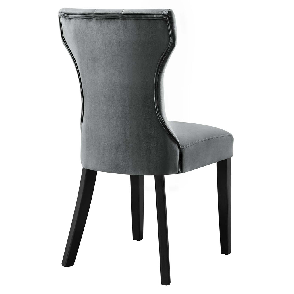 Silhouette Performance Velvet Dining Chairs - Set of 2 Gray EEI-5014-GRY