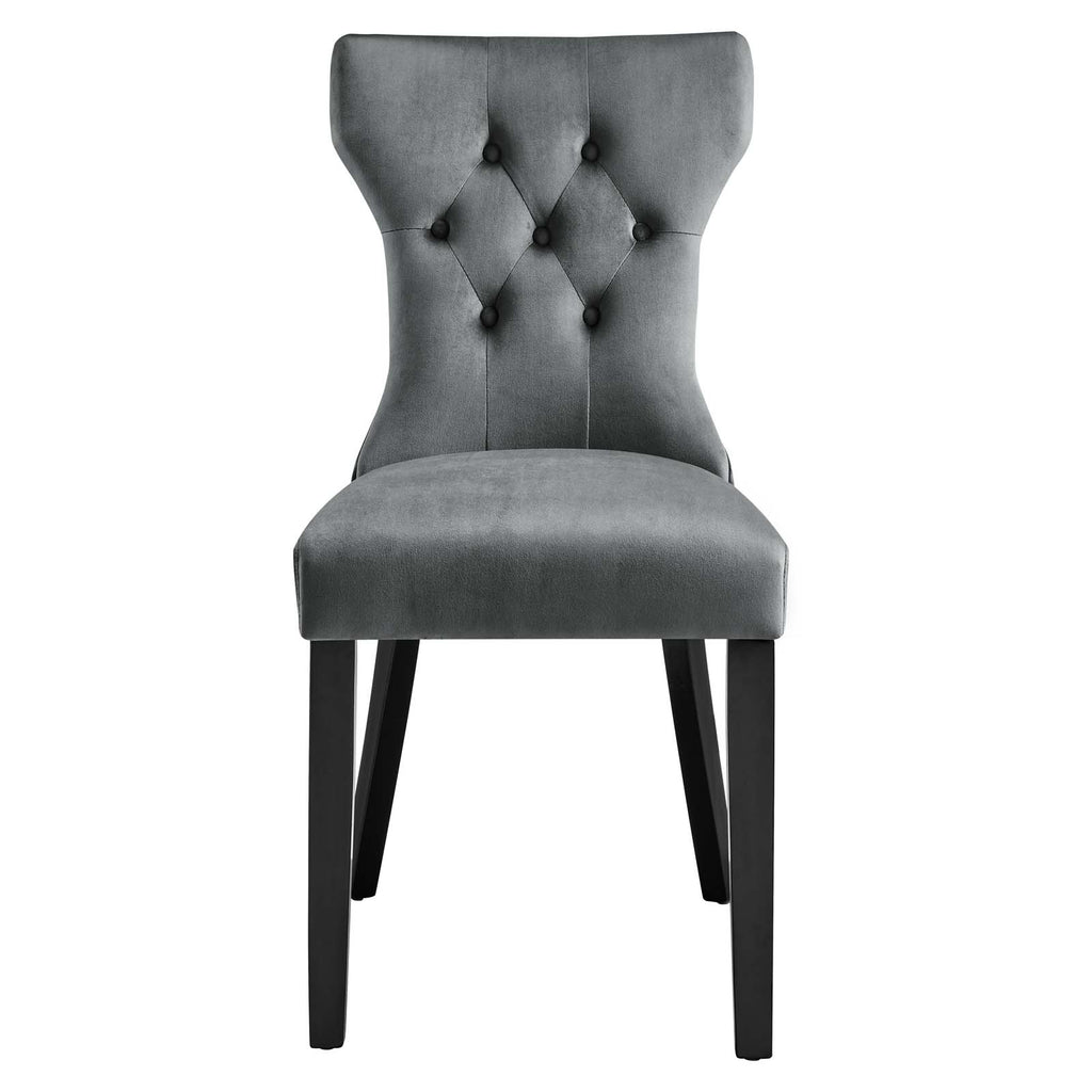 Silhouette Performance Velvet Dining Chairs - Set of 2 Gray EEI-5014-GRY