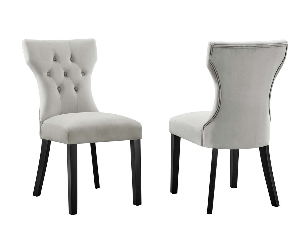 Silhouette Performance Velvet Dining Chairs - Set of 2 Light Gray EEI-5014-LGR