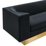 Eminence Upholstered Performance Velvet Sofa Black EEI-5016-BLK