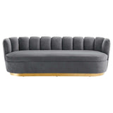 Victoria Channel Tufted Performance Velvet Sofa Gray EEI-5017-GRY
