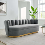 Victoria Channel Tufted Performance Velvet Sofa Gray EEI-5017-GRY
