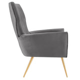 Renata Button Tufted Performance Velvet Armchair Gray EEI-5020-GRY