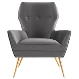 Renata Button Tufted Performance Velvet Armchair Gray EEI-5020-GRY