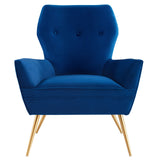 Renata Button Tufted Performance Velvet Armchair Navy EEI-5020-NAV