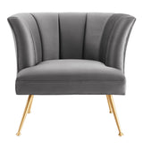 Veronica Channel Tufted Performance Velvet Armchair Gray EEI-5023-GRY