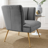 Veronica Channel Tufted Performance Velvet Armchair Gray EEI-5023-GRY