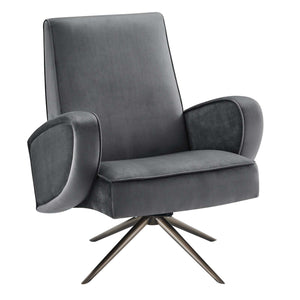 Superior Performance Velvet Swivel Chair Gray EEI-5027-GRY