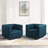 Conjure Tufted Armchair Upholstered Fabric Set of 2 Azure EEI-5045-AZU