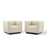 Conjure Tufted Armchair Upholstered Fabric Set of 2 Beige EEI-5045-BEI