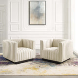 Conjure Tufted Armchair Upholstered Fabric Set of 2 Beige EEI-5045-BEI